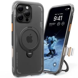 TORRAS Ostand Q3 Air for iPhone 16 Pro/16 Pro Max Case with Real Airbags, Fit for MagSafe, 360 Magnetic Stand, Camera Control Button, Black