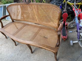 Hand woven wicker wooden chair