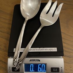 International Deep Silver 1962 Anniversary Rose 9" Serving Set Fork and Spoon