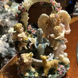 Angel With Lion And Lamb Water Fountain 