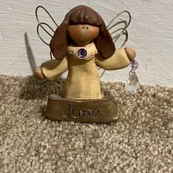 Angel w/ wire wings Birthday Birthstone June month Figure