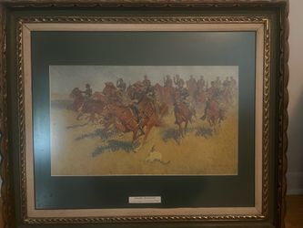 Calvary charge On The Southern Planes Frederick Remmington Framed Printing 36X31