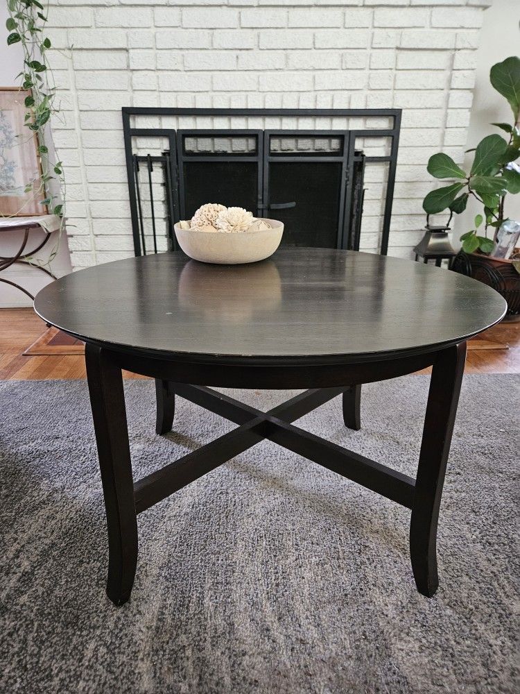 Espresso Finish Round Solid Wood Coffee Table