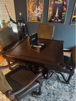 Vintage Poker Table with 4 Chairs.