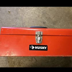 Vintage Husky Red Metal Toolbox 