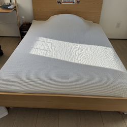 Mid cenrty bed frame and mattress from crate and barrel