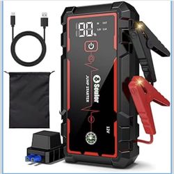 5000A Jump Starter Car Jumper Starter Portable Battery Booster Pack Jump Box with LED Display, LED Light and Jumper Cables(up to 10.0L Gasoline and 10