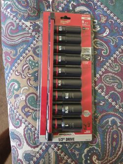 Milwaukee 9pc 1/2" drive deepwell sockets