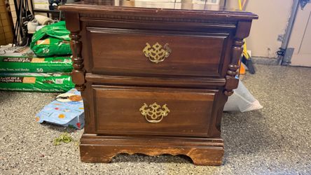 Wooden two drawer nightstand