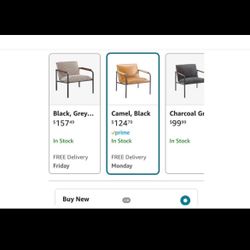 New Mid-Century Modern Camel Leather Chair MCM