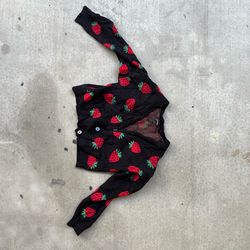 Strawberry Cropped Sweater