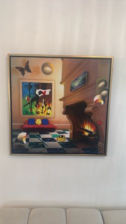 Original Ferjo Signed Surrealist Painting – Double Signed