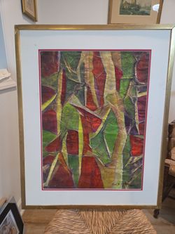authentic mid-century abstract painting by Carl M. Cochran in 1975.