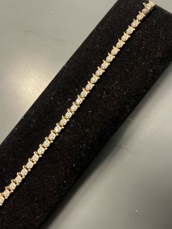 14k Yellow Gold 7.25” “S” Bar Diamond Tennis Bracelet
