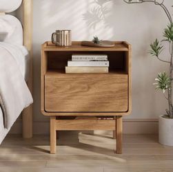 LuxenHome 22" Oak Nightstand with Drawer