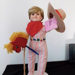 PARADISE GALLERIES / PATRICIA ROSE PORCELAIN DOLL "BRONCO BILLY" WITH COA