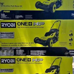 RYOBI ONE+ HP 18V Brushless 16 in. Cordless Battery Walk Behind Push Lawn Mower with (1) 4.0 Ah Batteries and (1) Charger