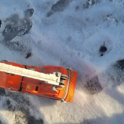 Orange Big Toy Crane Truck With Operable Crane To Lift Things