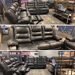 Ashley Black Leather Reclining Sofa, LoveSeat or Sectional