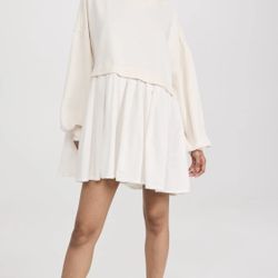 Free People Elenor Elegant Cream White Tunic Mini Dress Romantic Women's size XL