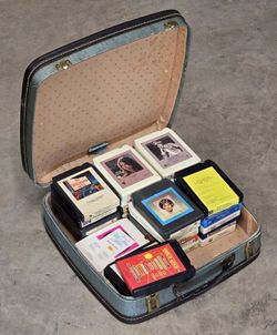 Vintage 8-Track Tape Lot with Carrying Case