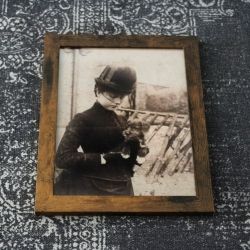 Vintage Victorian Woman with Dog Framed Photo 8.5" x 11"