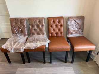 Modway Duchess Solid Wood Button Tufted Vegan Leather Dining Chairs – Set of 4 – Brand New – $240