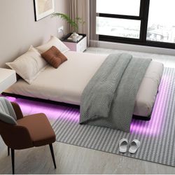 Floating Bed Frame Full Size with LED Lights