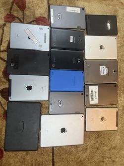Lot of 15 Old Tablets - iPad Samsung Lenovo Fire - All Power On