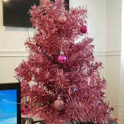 barbie pink tabletop Christmas tree