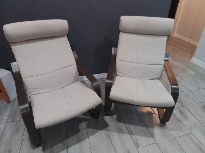 IKEA Poang Armchairs & Ottoman