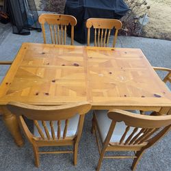Wood Table with 6 Chairs Set