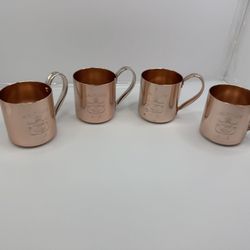 Vintage Smirnoff Vodka 4 Aluminum/Copper Mule Mugs Bareware Cups