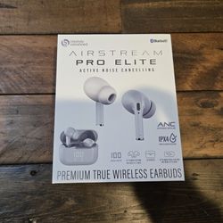 White Airstream Elite Bluetooth Wireless Earbuds