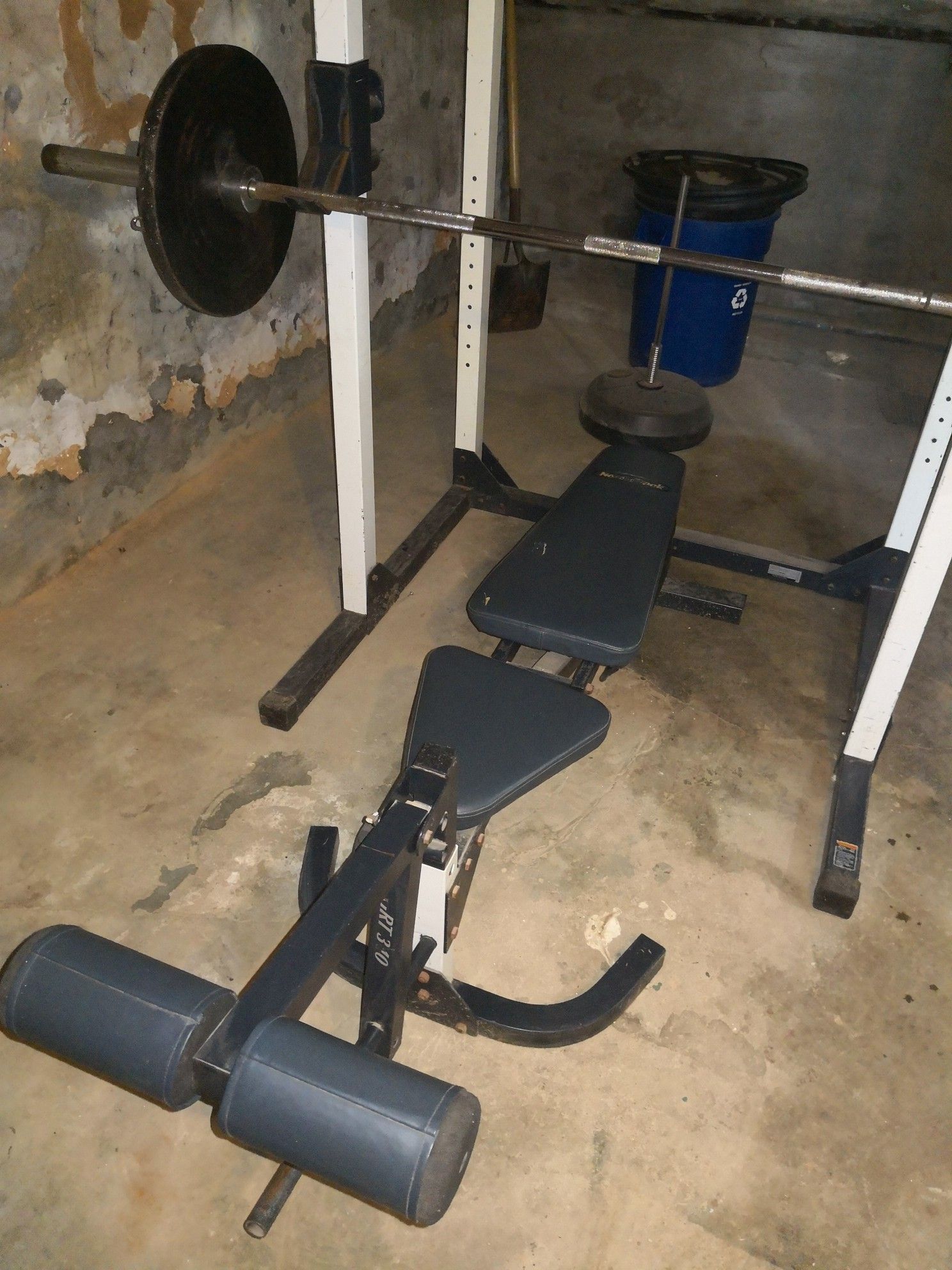 Adjustable Full bench press set, Olympic bar, and weights