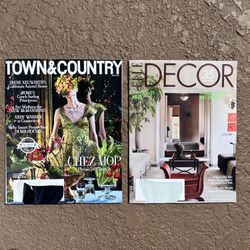 2 Brand new premium home and fashion magazines: Town & Country and Elle Decor