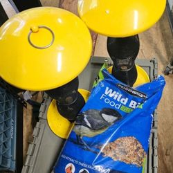 2 BIRD FEEDERS AND FOOD