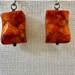 Sterling Silver Fossil Coral Dangle Earrings 