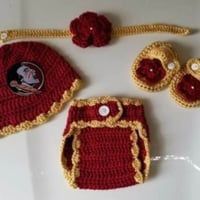 Crochet Baby Girl FSU Seminoles Football Inspired Outfit Photo Prop 