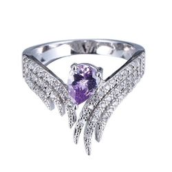 Exquisite White Sapphire Wings Charming Diamond Ring