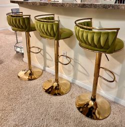 Velvet Olive Green Bar Stools