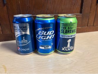 2013 Seattle Seahawks Super Bowl champs collectors Budlight and Pepsi
