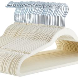 Set of 50 Slim Velvet Non Slip Clothes Hangers with Shoulder Notches New Condition