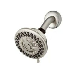 Waterpik 9-Spray 4.5 in. Single Wall Mount Low Flow Fixed Adjustable Shower Head in Brushed Nickel