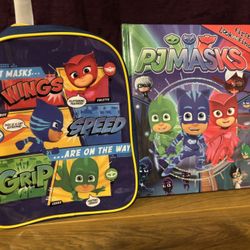 Pjmask Toddler Mini Backpack And Large Hard Cover Book