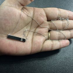 “S” Initial Necklace, 925 Sterling Silver 