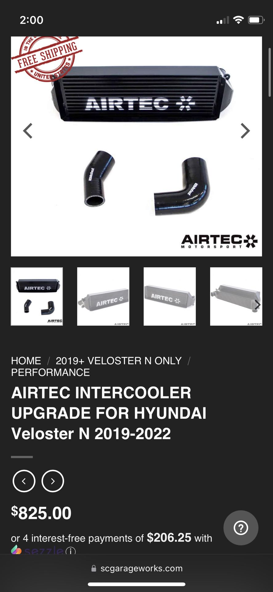 Veloster N Airtech  Intercooler And Oil Cooler 