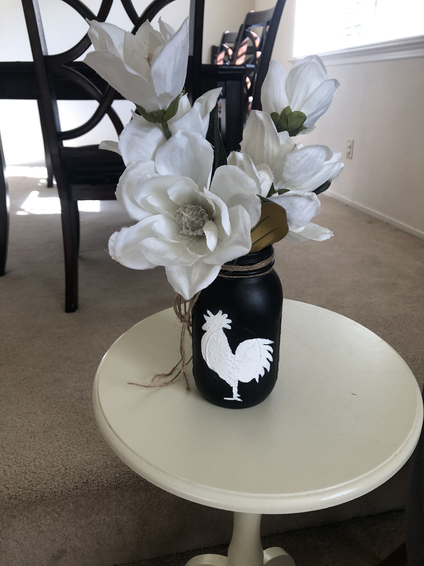 Rooster Mason Jar with Flowers - $5
