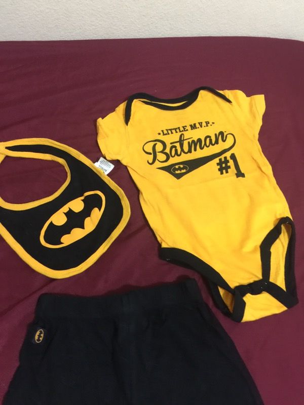 toddler's Batman onesie with bib and pants set