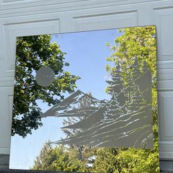 Vintage Mt Hood etched mirror 